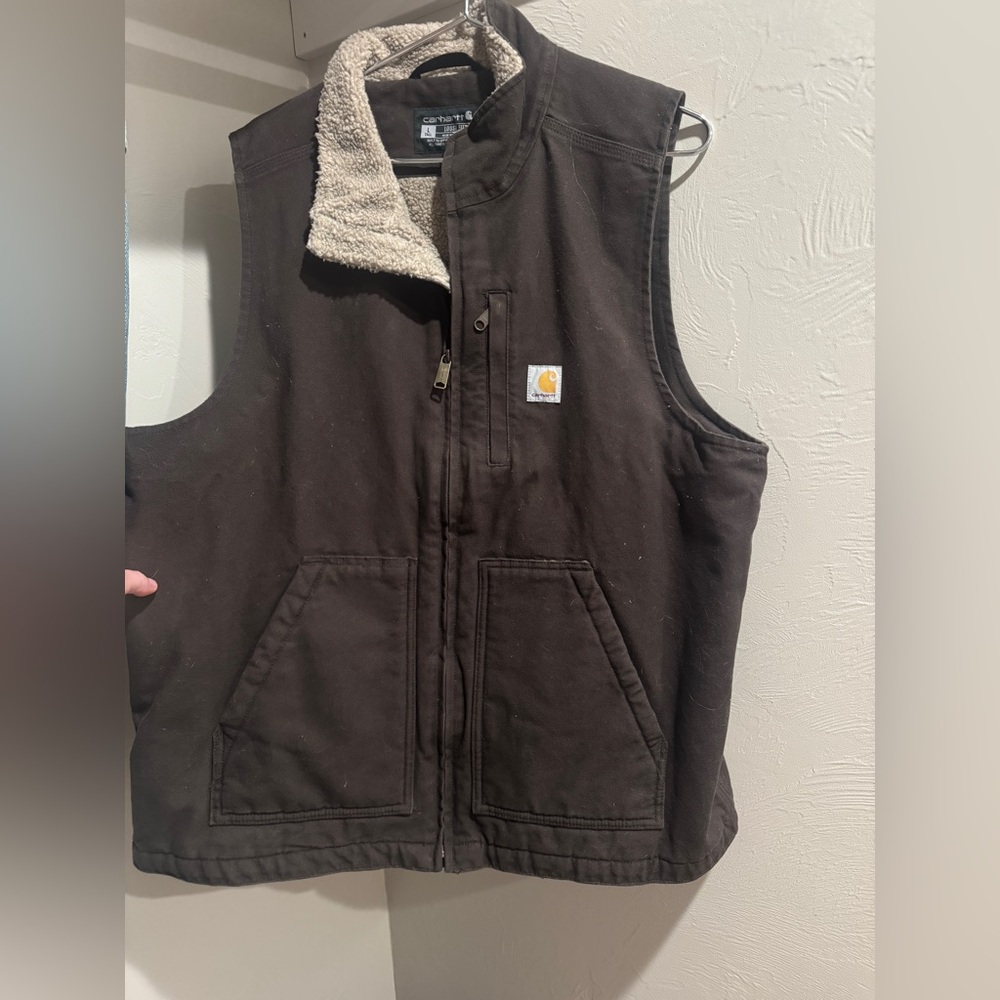 Carhartt Brown Jacket with Cream Sherpa Lining Men's L